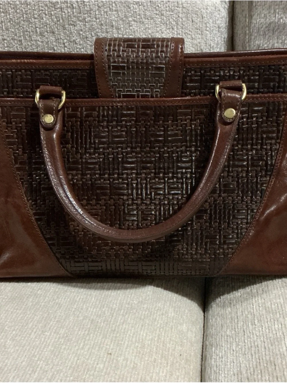 Brahmin vintage Classic Brown Woven Leather Tote